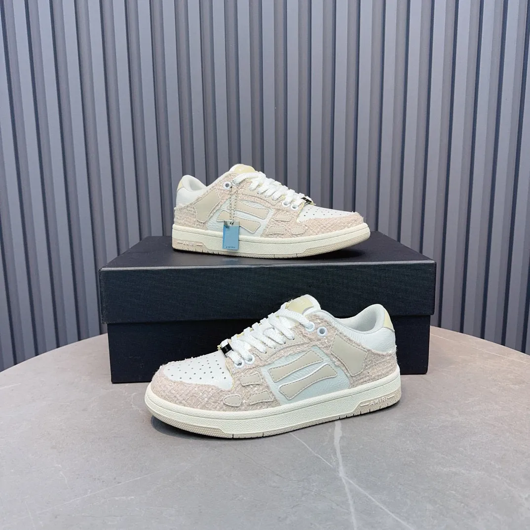 Men's men's shoes 💰600 AMIRI high street sneakers with bone sports shoes, toe layer cowhide upper, upper side bones, hand-stitched, good three-dimensional effect, customized metal LOGO, size 38-45 46